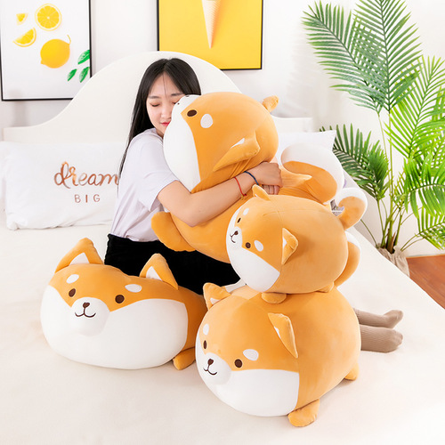 New down cotton soft plush toy spherical dog doll Shiba Inu press bed cloth doll press bed companion sleeping pillow