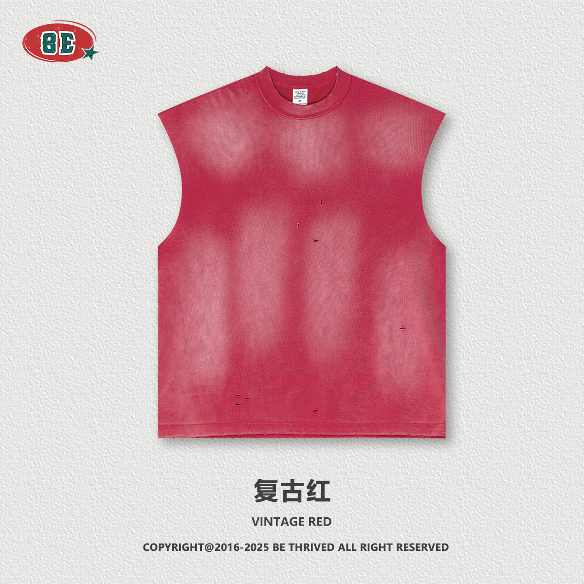 BEメンズ | 2025夏のアメリカのファッションブランドのレトロな古い肩を切ってベストを切った男性スポーツのノースリーブ男性tシャツ