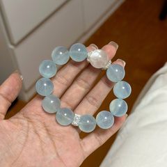 証明書付き新しいアクアマリンビッグアイスキューブクリスタルブレスレット女性用アクアマリンリングシンプルなインデザインブレスレット