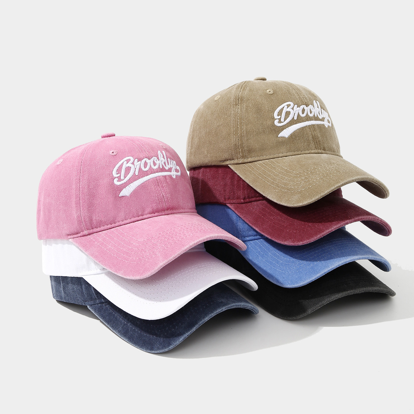 Amazon transfronterizo venta caliente sombrero de turismo al aire libre sombrero de sombrero de sombrero de agua lavado BROOKLYN letras de béisbol marea