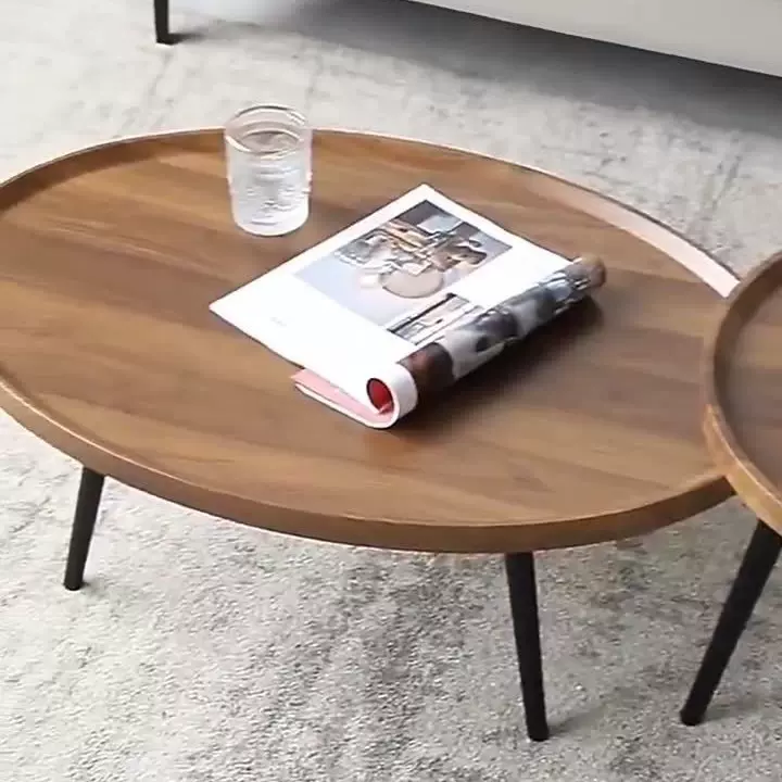 源头工厂现代北欧简易家用客厅小户型沙发边几小桌子木腿圆形茶桌