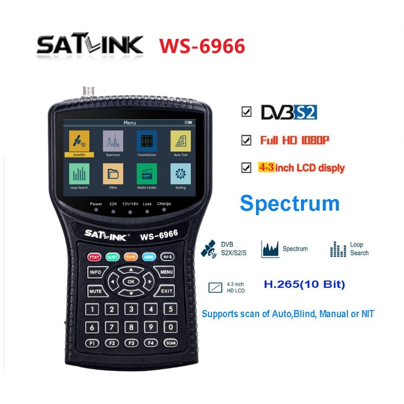 Satlink WS-6966 DVB-S2频谱分析高清寻星调星仪Satellite Finder