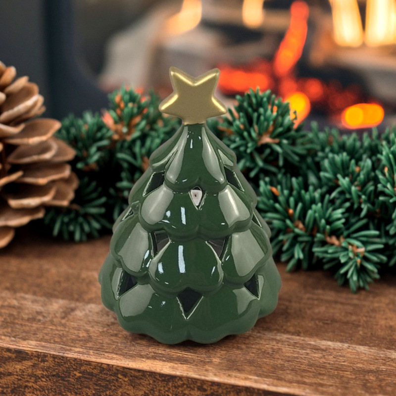 Ventas transfronterizas de cerámica de árbol de Navidad, lámpara de vela de incienso, atmósfera de Navidad creativa, decoraciones de atmósfera