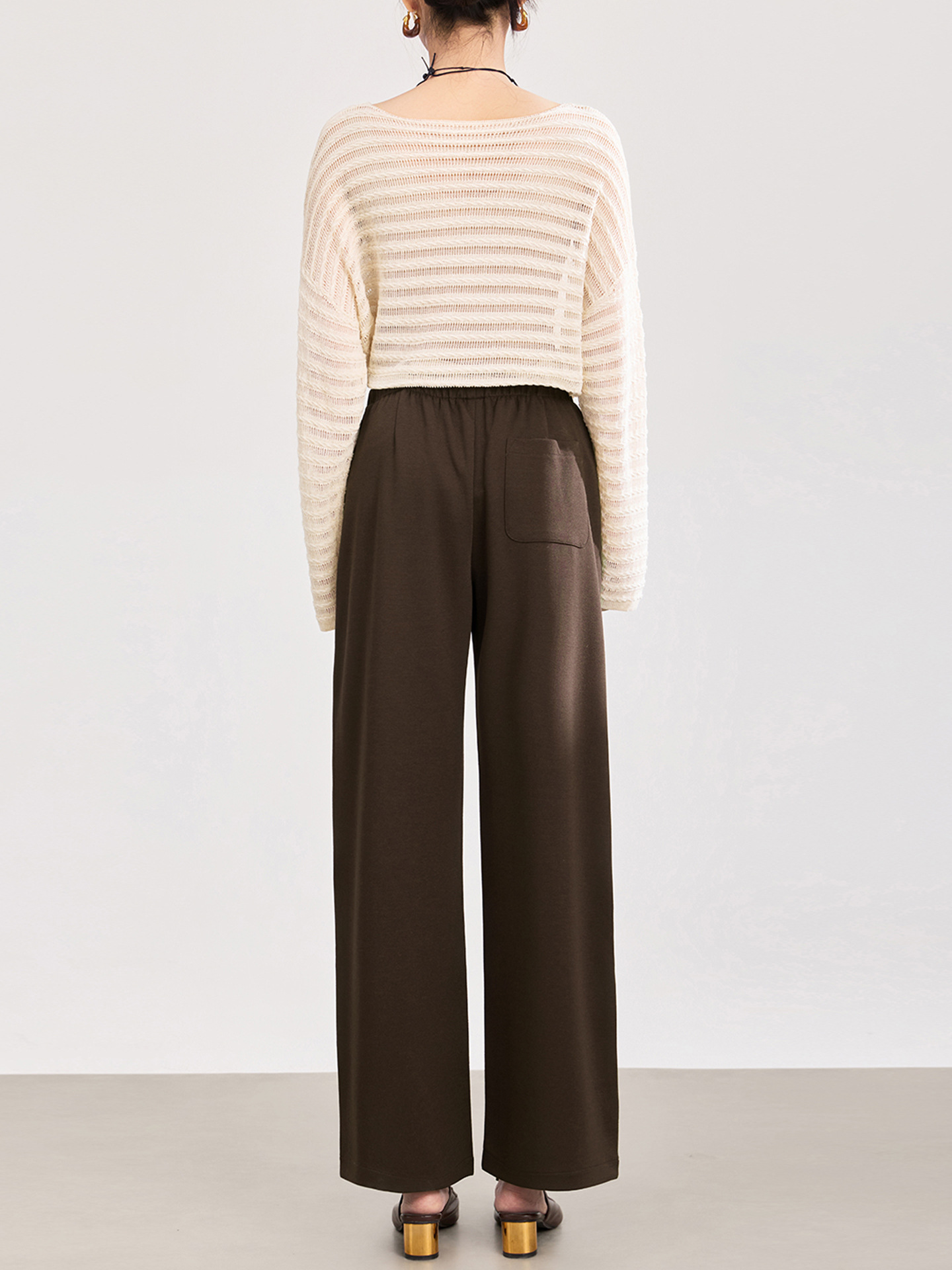 Quần culottes nữ ống rộng cạp thun dây rút vải mềm rủ — màu sắc