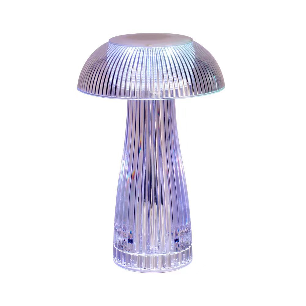 Luci notturne trasparenti Lampada a fungo Lampada da notte per camera da letto Lampada a medusa Decorazione d'atmosfera Lampada da tavolo in cristallo Natale_voghion.com