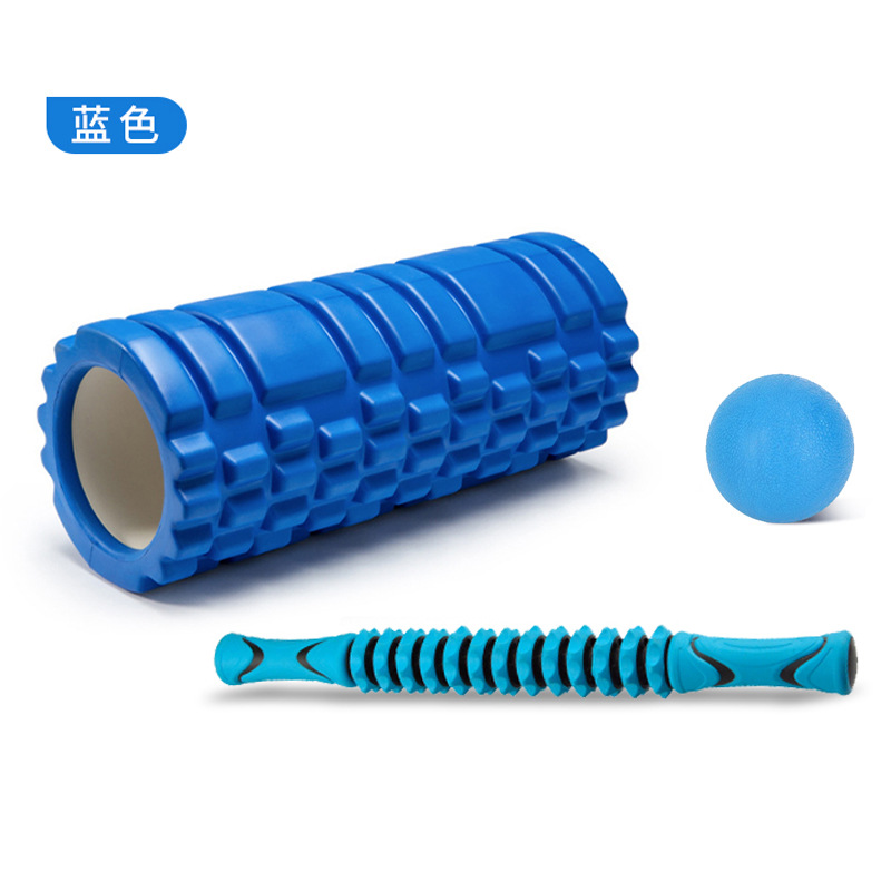 Rodillo de eje de espuma conjunto de tres piezas suministros de yoga para el hogar relajación muscular fascia bola traje de palo de diente de lobo