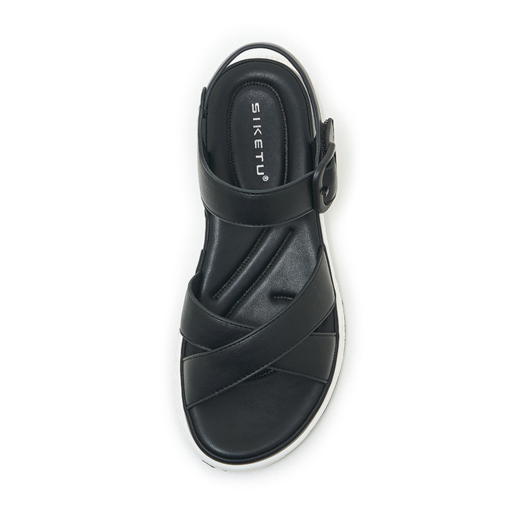 Sandal quai chéo nữ đế dày chống trượt mùa hè — màu nâu, màu đen, màu xám, màu mơ chi tiết 40
