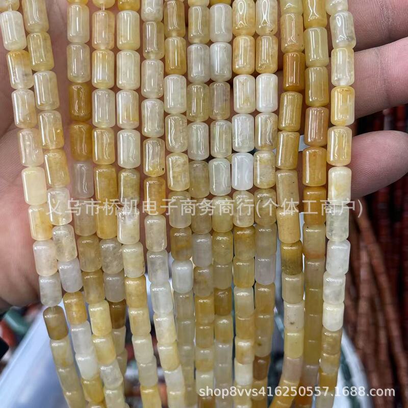 水晶原石6×10mm圆柱天然虎石粉晶DIY饰品配件跨境直播热卖|undefined