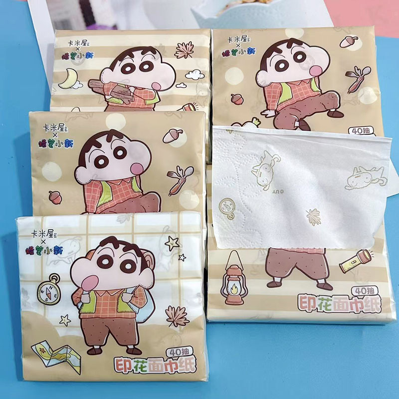 กระดาษทิชชู่พิมพ์ลายชินจังสีน้ำตาล (1 แพ็ค)