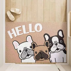 棕色憨憨小狗地墊進門入戶門防滑地墊戶外陽台玄關耐磨除塵腳墊子