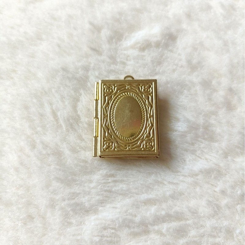 DIY 飾り高品質銅長方形ペンダントパターンブック型フォトボックスは開いて写真ペンダントを収納できます|undefined