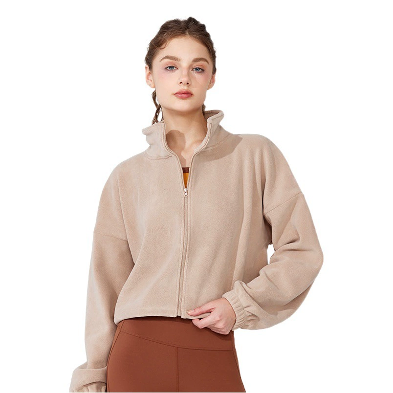 Европейские и американские зимние кашемировые спортивные куртки с воротником свободного фитнеса с длинными рукавами