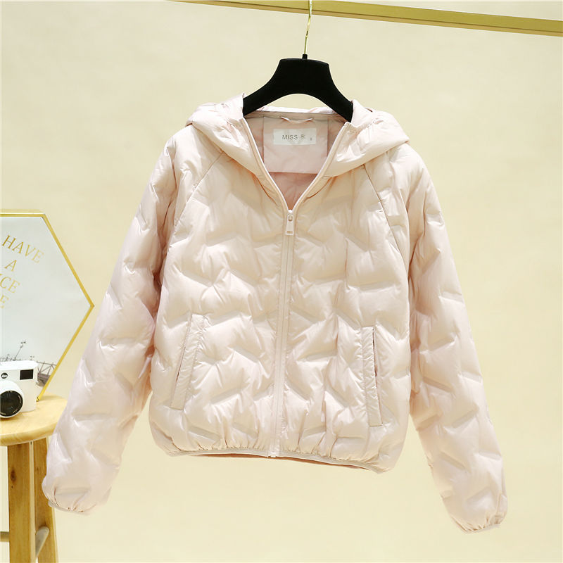 轻薄羽绒服女短款小个子新款压花连帽新款冬季白鸭绒保暖显瘦外套|undefined