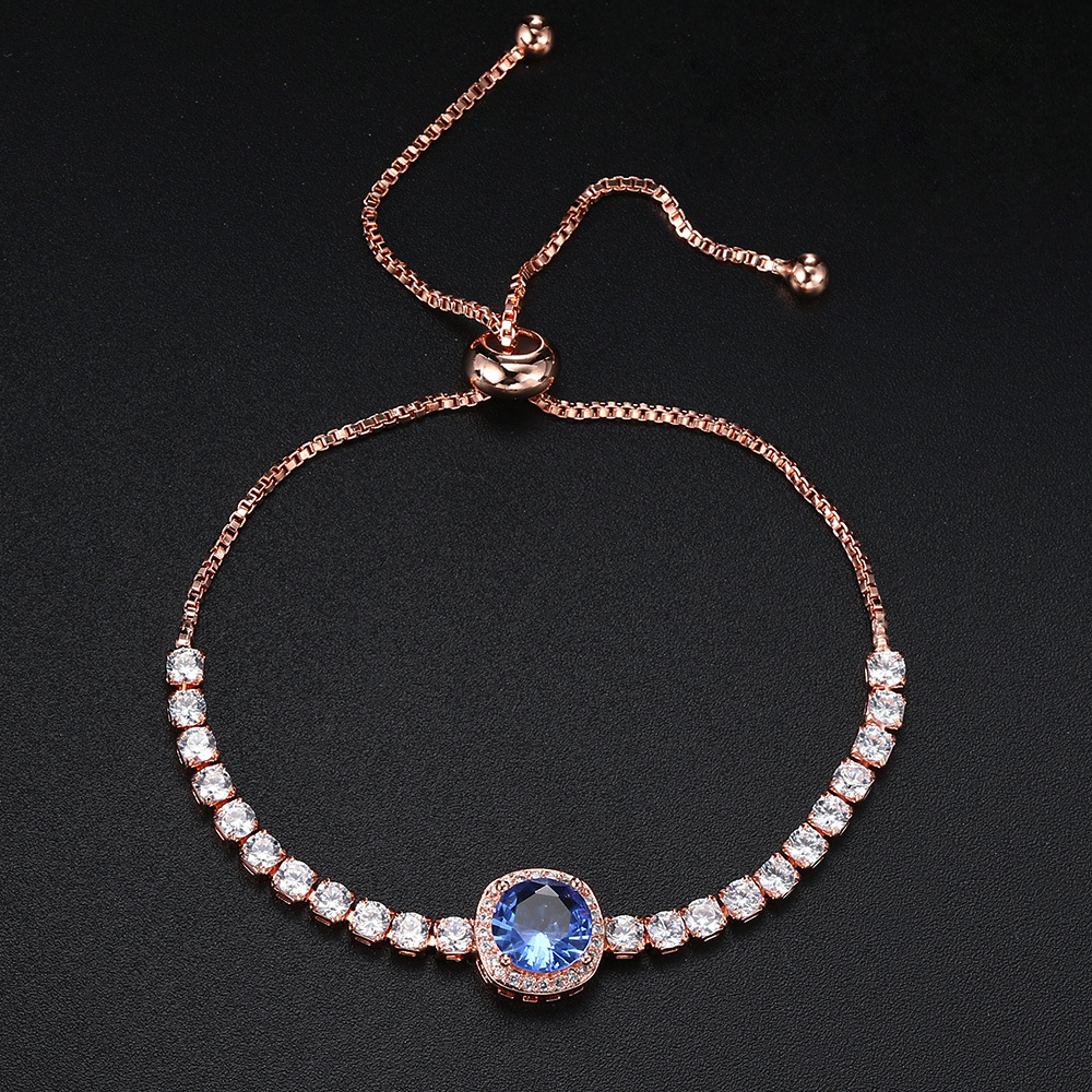 Bracciale a catena con pietra di nascita in zircone per donna_voghion.com