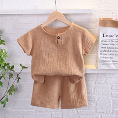 Children's clothing for children aged 0-5, boys' summer cotton and linen breathable short-sleeved suits, cross-border Southeast Asian boys' clothing wholesale