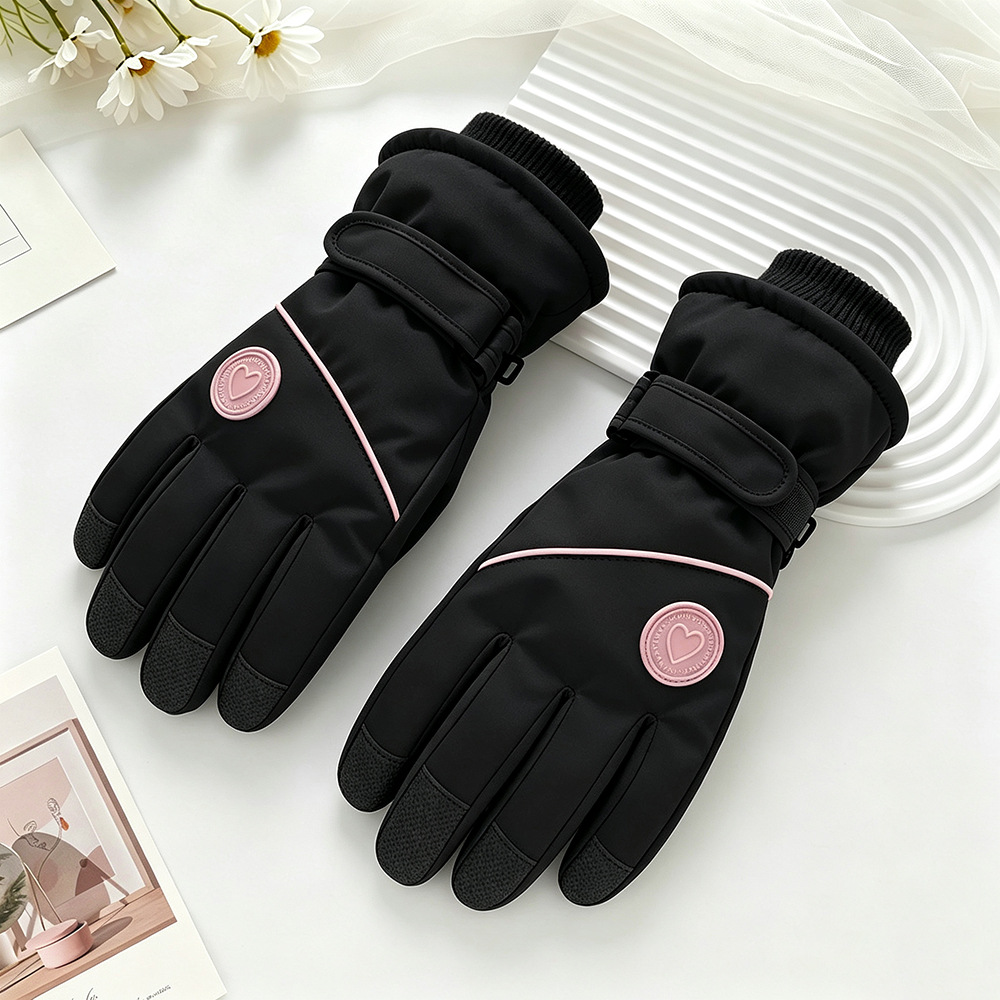 Guantes de esquí para hombres y mujeres en invierno, resistentes al viento y al frío, guantes cálidos con forro polar y engrosados, guantes antideslizantes con pantalla táctil para ciclismo al aire libre