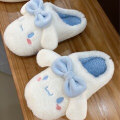 Autumn and Winter Cotton Slippers Cute Cartoon Dog Ins Style Girls' Dormitory Cotton Slippers Plush Slippers