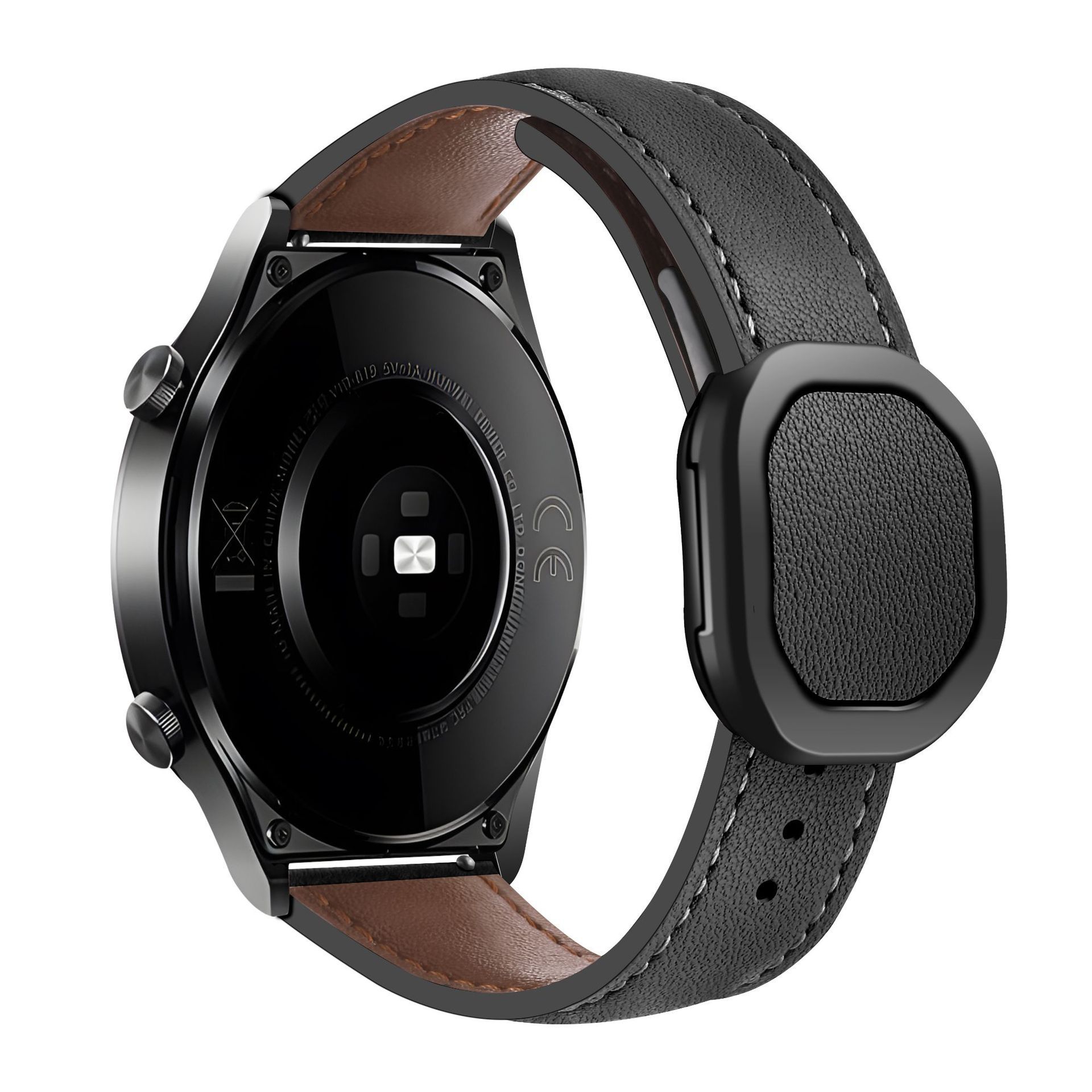 Sobib Samsungi ja Huawei moodsa stiiliga kellarihmadele, 20 mm ja 22 mm, Nautiluse magnetilise kokkupandava pandlaga nahast kellarihmadele._voghion.com