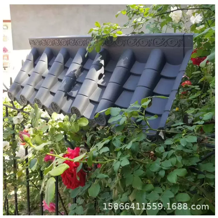 安庆枣红色仿古塑料一体瓦墙头帽黄山加厚灰色金黄色一体瓦单面瓦