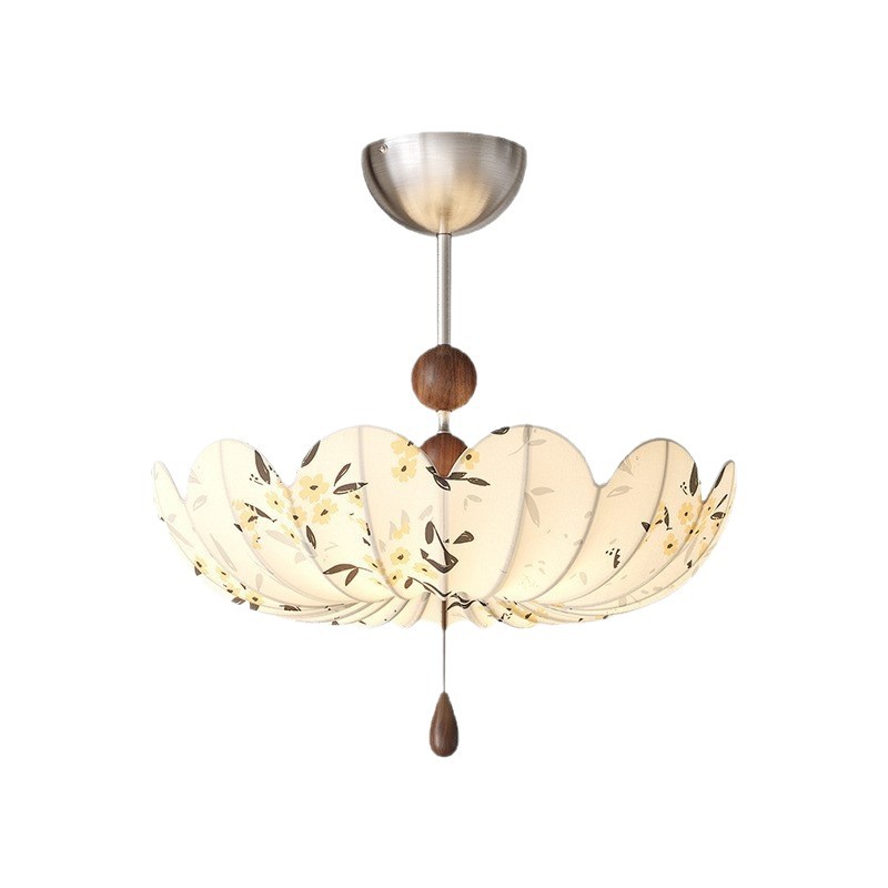 Estética de Song, dormitorio de flores de Nanyang, lámpara de techo medieval, diseño de arte retro francés, lámpara de balancín de tela de restaurante