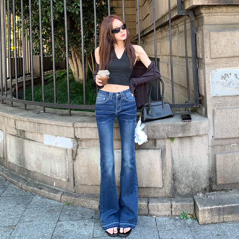 【Jin Yin】Long-Legged Sister Vibe｜Cat Whisker Craftsmanship｜Low-Waist Curve-Enhancing Stretchy Flared Jeans for Women