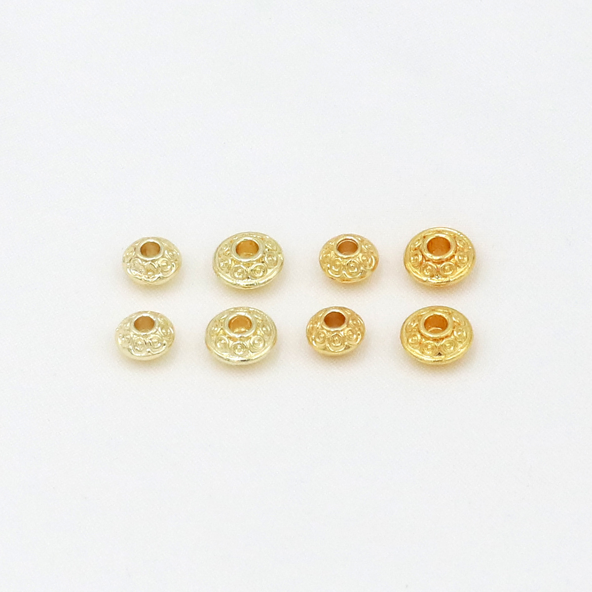 鍍18K真金圓形飛碟珠 14K包金保色隔珠盤珠DIY手鍊飾品配件D92