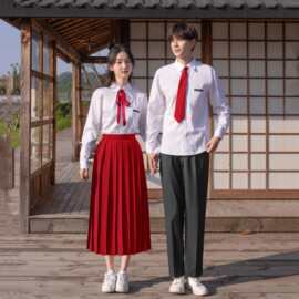 毕业大合唱团韩版初中学院风长裙套装中学生夏季诗歌朗诵演出校服
