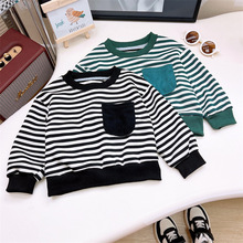 春秋新款外穿儿童条纹卫衣男女童韩系休闲上衣童装外贸批发代发