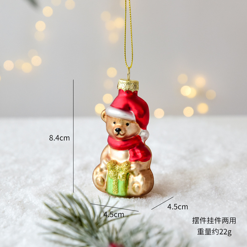 跨境新品圣诞装饰圣诞树挂件创意玻璃彩绘小吊饰挂件氛围场景布置|undefined