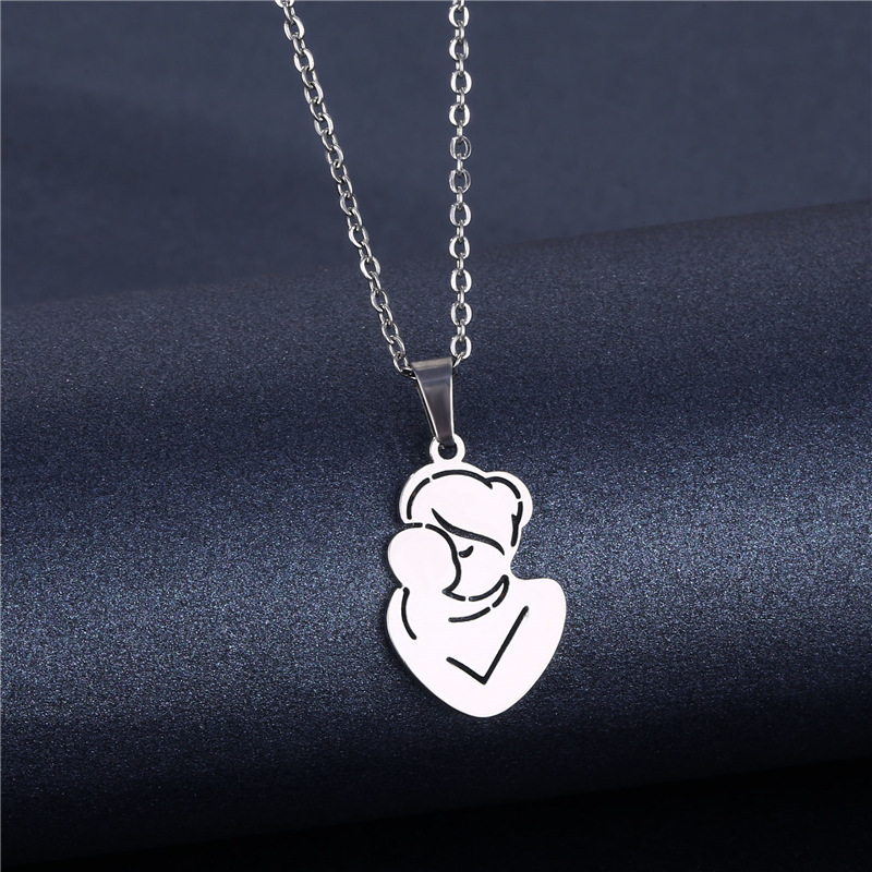 Cross-border Sold Jewelry Supply Personality Stainless Steel Flower Heart Clavicle Chain Necklace Female Geometric Accessories Pendant Wholesale display picture 11