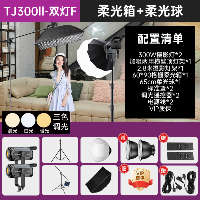 TJ300ll [삼색조명] 듀얼램프 F (소프트박스 + 소프트볼)