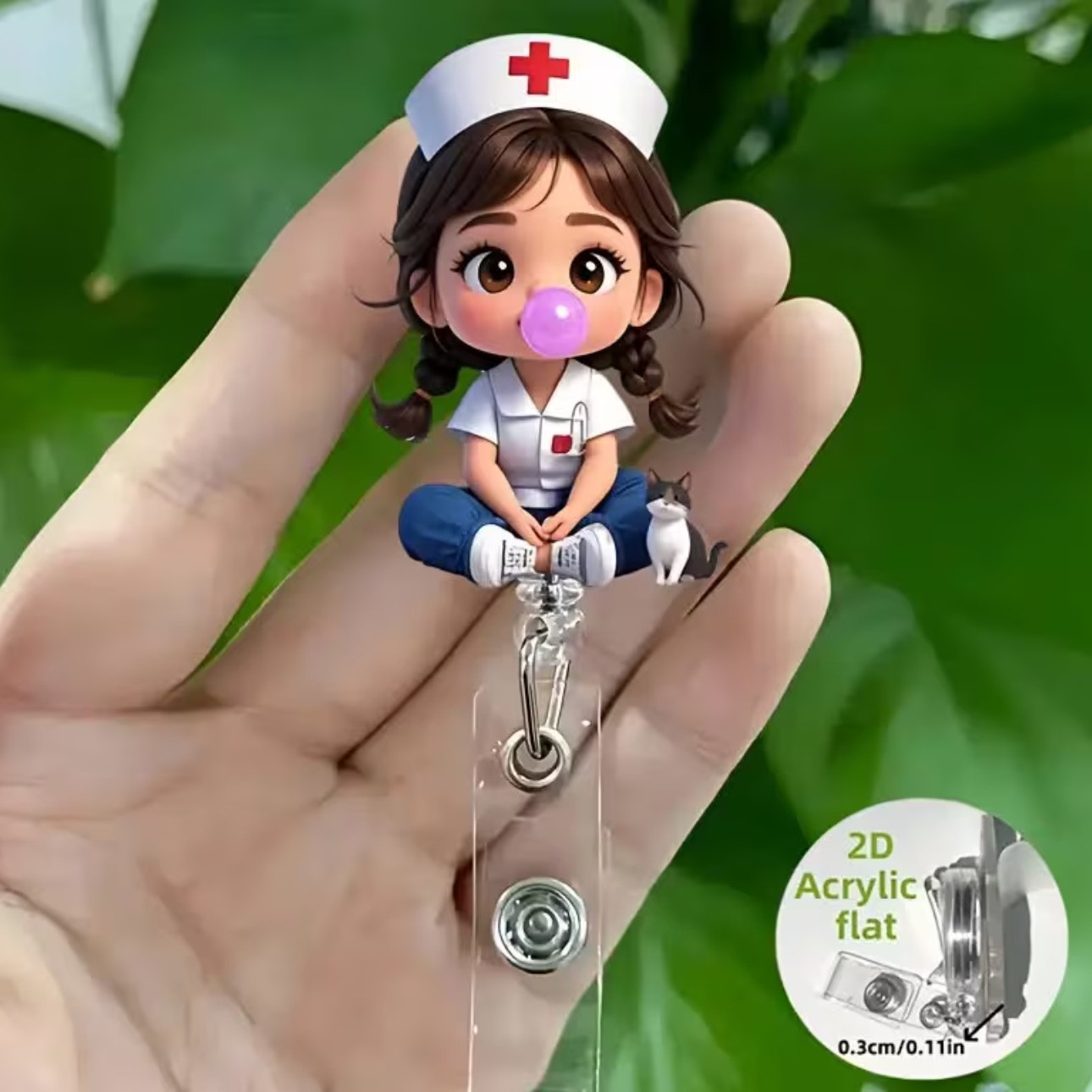 Nueva linda moda coreana de dibujos animados hebilla fácil de tirar tarjeta de trabajo clip de insignia certificado hebilla telescópica clip de insignia al por mayor