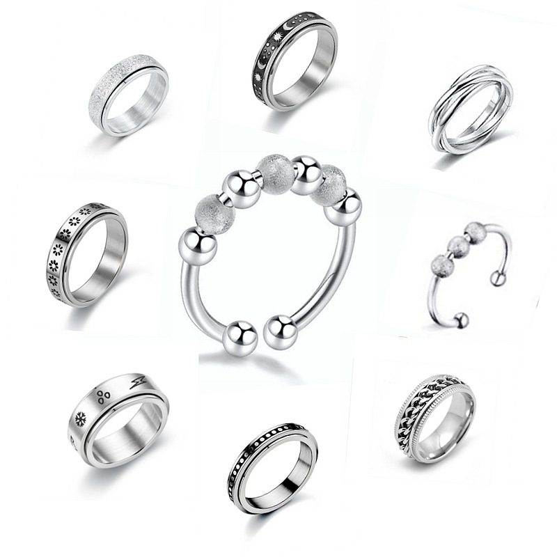 Neue Mode Anti-angst Rotierenden Titan Stahl Dekompression Paar Ring display picture 1