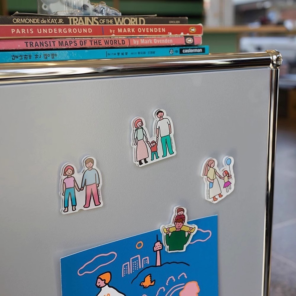 Corea del Sur zeroperzero familia ilustración de padres e hijos pegatinas de refrigerador acrílico imán magnético pegatinas de fotos