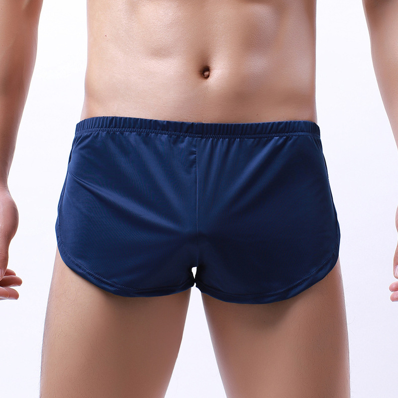 Cross-Border Export Men's Underwear Wholesale Silky Round Edge Sports Underwear Home Shorts Sexy Men's Three-Quarter Pants