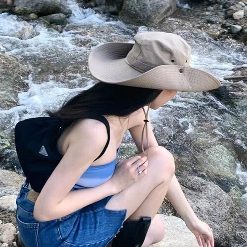 2024 Fisherman Hat for Men Summer Brim Hat Large Size Mountaineering Hat Outdoor Sun Protection Hat for Men Western Cowboy Hat