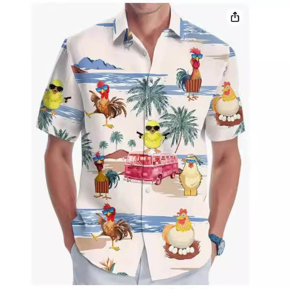Гавайская рубашка трансграничная мужская летняя трансграничная повседневная 3D рубашка с коротким рукавом Пляжная мода фабрика прямой поставки