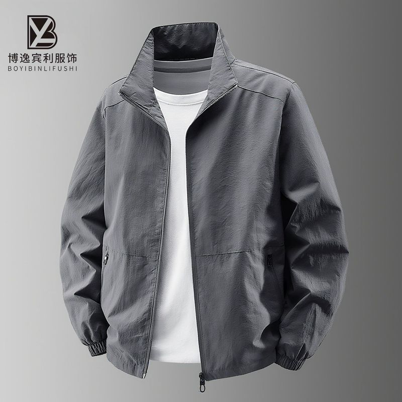Men's Spring and Autumn Outdoor Jackets Casual Jackets Sports Tops Stand Collar Quick-Drying Thin Men's Clothing