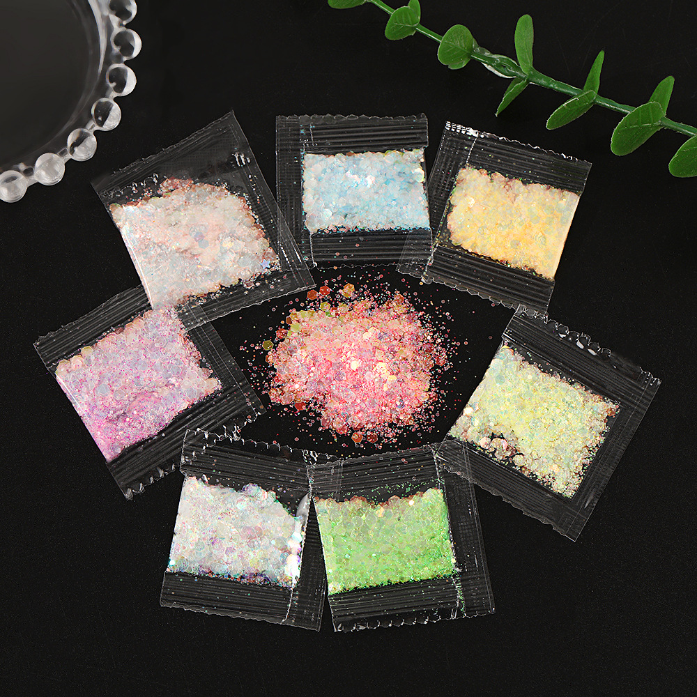 新款多色美甲饰品亮片镭射混合闪粉高闪金葱粉六边形批发涂料