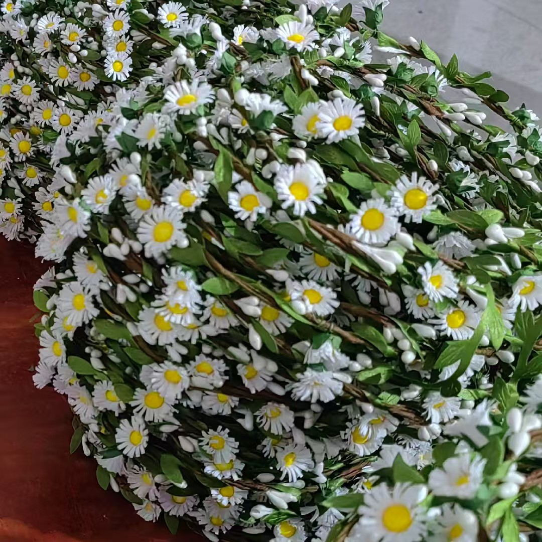 韓国式森系花嫁の頭飾り花環小菊二重藤条髪飾りヘアリング影楼撮影写真海辺