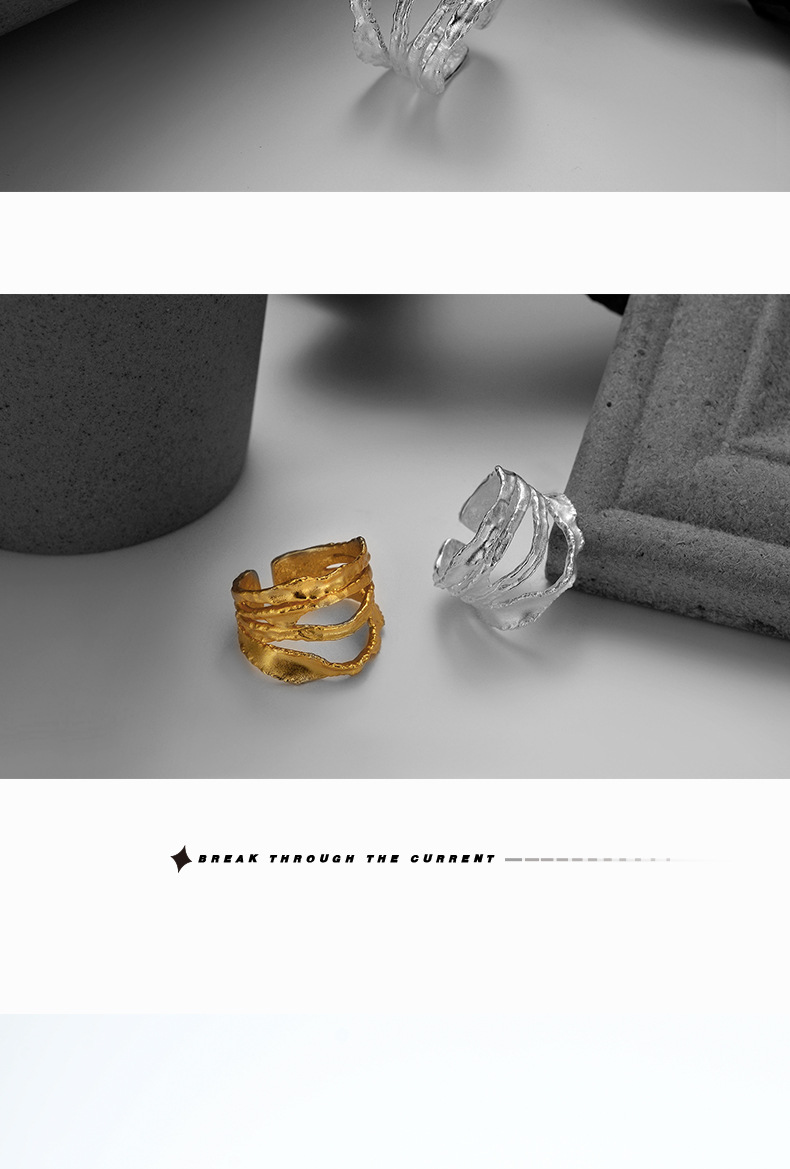 Fashion Solid Color Silver Plating Hollow Out Open Ring 1 Piece