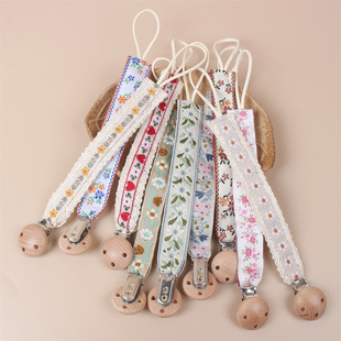 ins Baby Embroidered Pacifier Chain Baby's Tooth Gel Small Toy Anti-dropping Chain Lace Beech Nipple Clip Lanyard