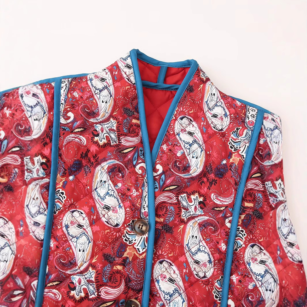 Women's clothing 2024 autumn/winter new street fashion short printed cotton jacket_voghion.com