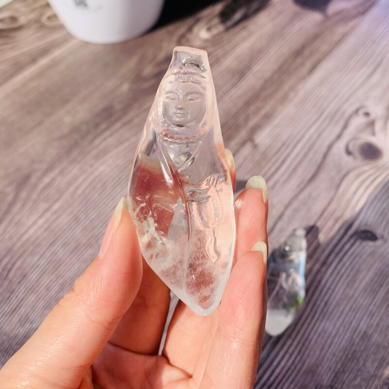 水晶吊坠 天然白水晶原石雕刻观音 水晶挂饰品 图 4