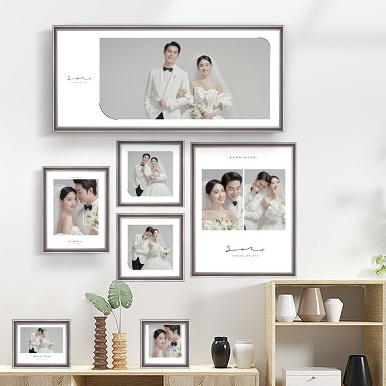 Modern Art Combination, Classy Finished Product, Stereo Wedding Photo, Simple Rectangular Classy Photo Frame, Wall Hanging Customization Modern Art Combination, Classy Finished Product, Stereo Wedding Photo, Simple Rectangular Classy Photo Frame, Wall Hanging Customization