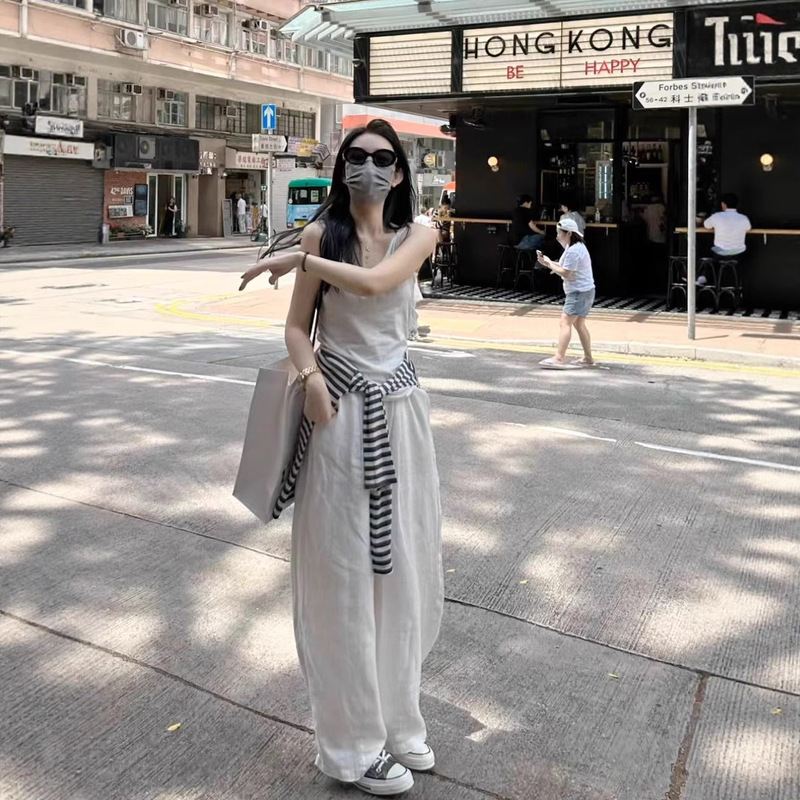 100 flax pants g goods! White Pure Linen Pants with Impermeable Lining for Women with Elastoelastic Waist Minimalist Casual Cropped Pants