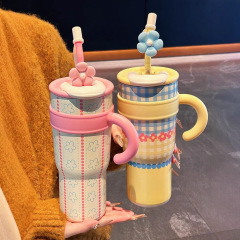 新商品316陶磁器内胆保温カップビッグマック氷覇カップダブルドリンクストローカップ女性高颜値カップ