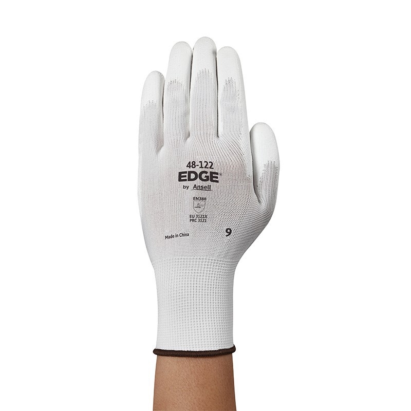 Ansell安思尔 48-122涤纶聚氨酯涤纶PU掌部涂层手套（白色）