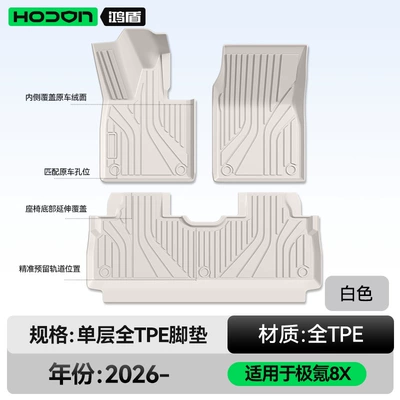 TPE2026 new model car | Modelə uyğun ayaqaltı - 212t01-zeekr-8x-2026-model-five-seater-single-layer-foot-mat-white-tpe-economical-standard-model