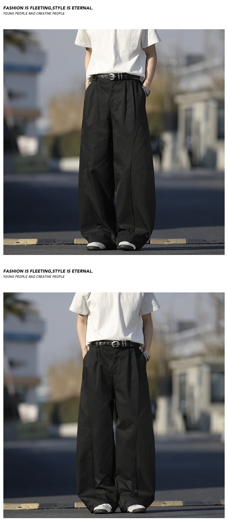 Herren Freizeithose Im American Style Mit Weitem Bein Gerade_voghion.com